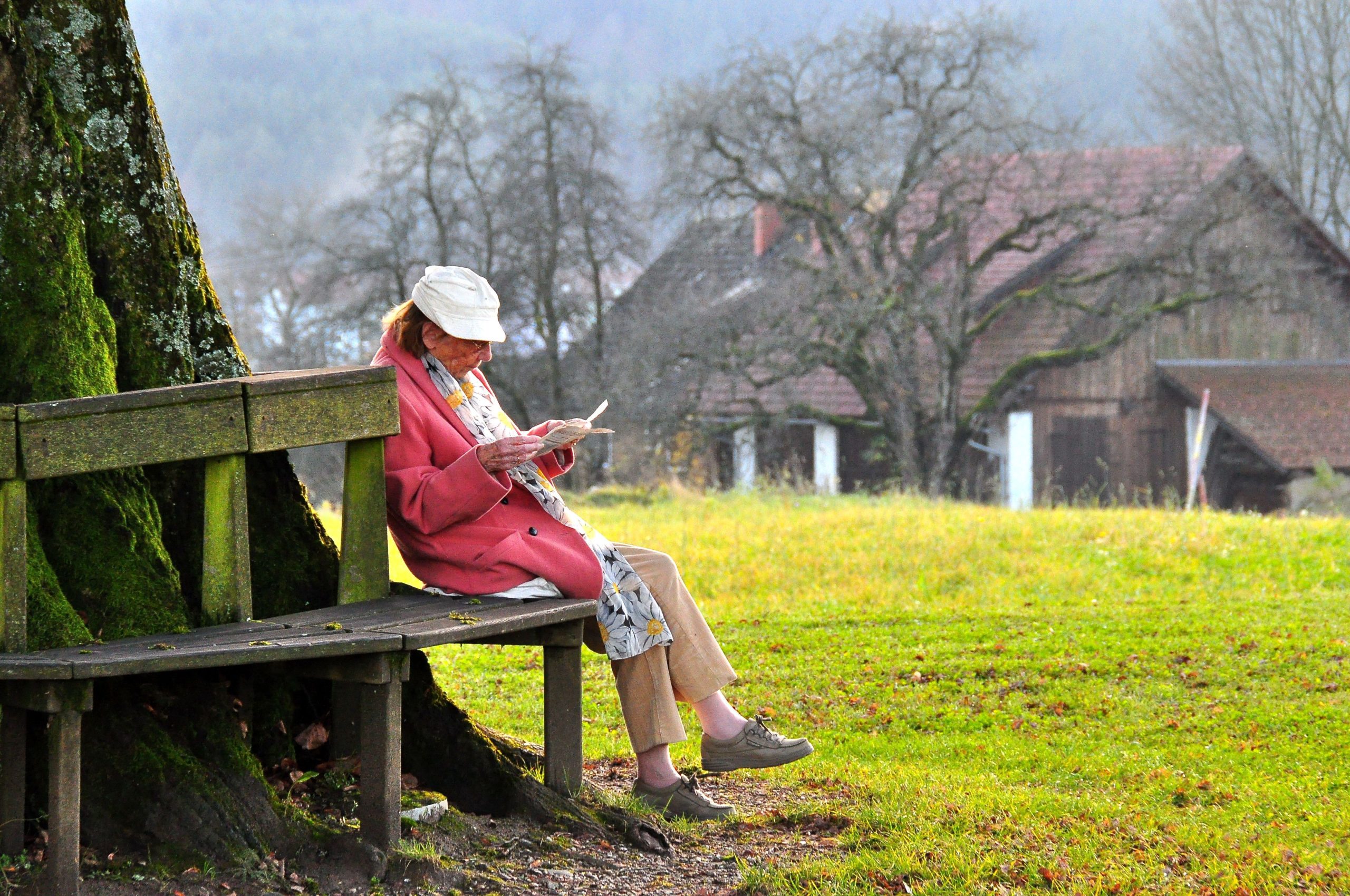 Woman reading outdoors
