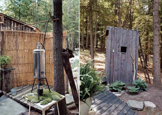 Outhouse and shower setup