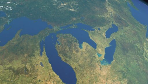 Ariel view of all five Great Lakes.