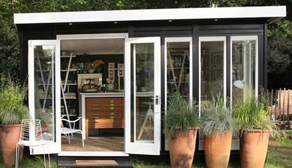 Shed with open doors