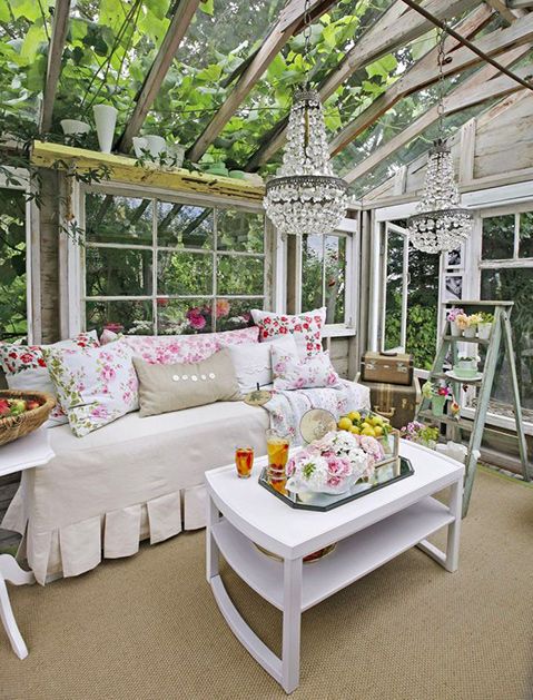 Shed with chandelier