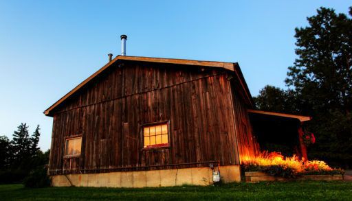 An old house with wooden siding.