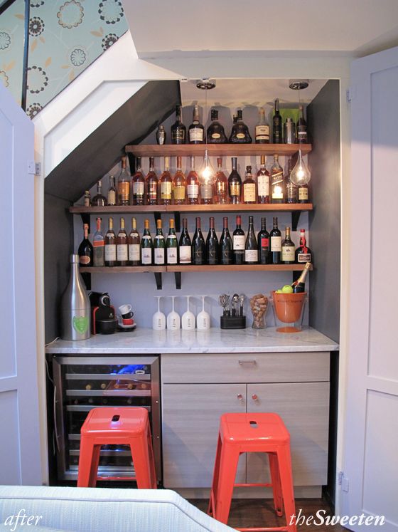 Mini bar under stairs
