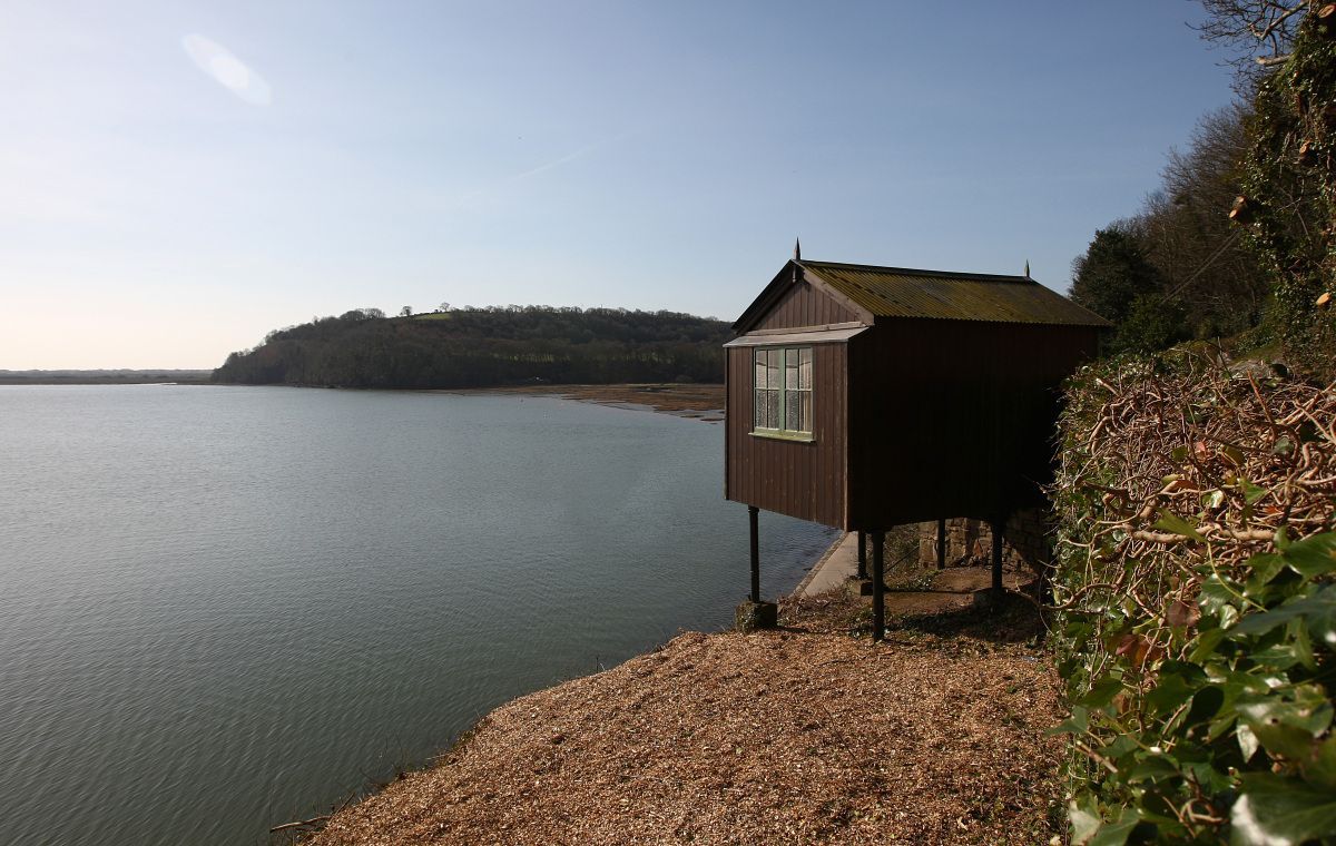 Exterior of boathouse, overlooking the lake