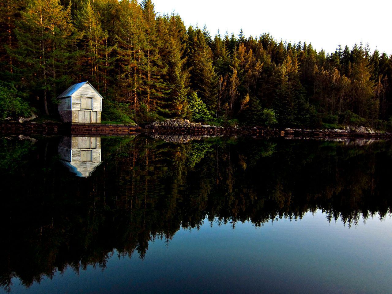 cabin on a lake