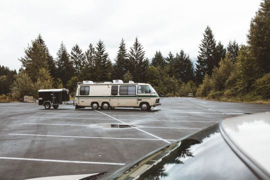 camper-van in parking lot