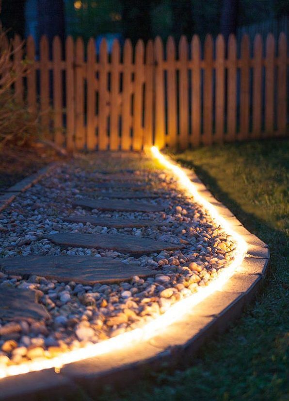 Lights along a walkway