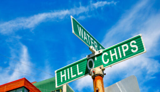 Green street name sign in Newfoundland.