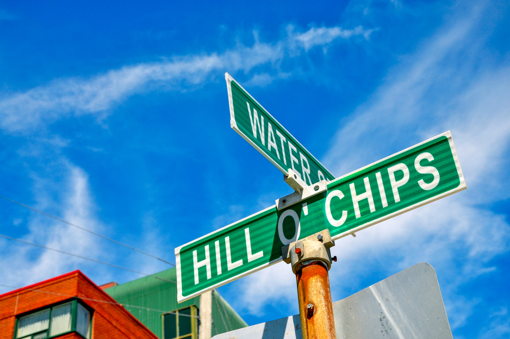 Green street name sign in Newfoundland.