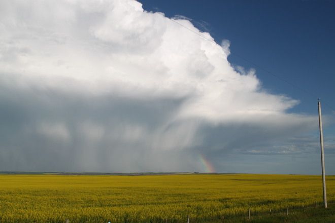 Big clouds over a field