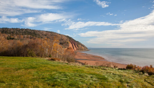 View of the rocky cliffs of Cape Spilt, Nova Scotia