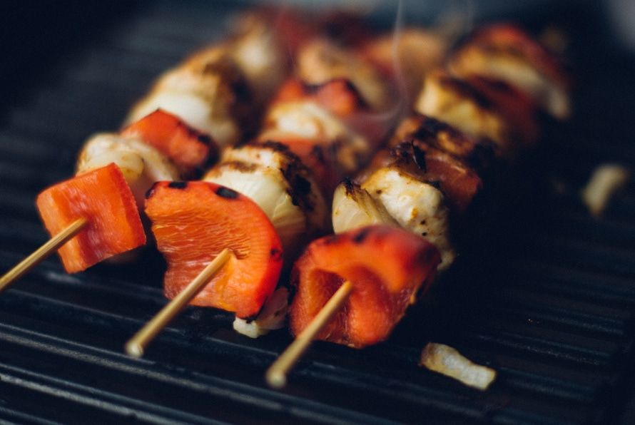 Skewers on grill