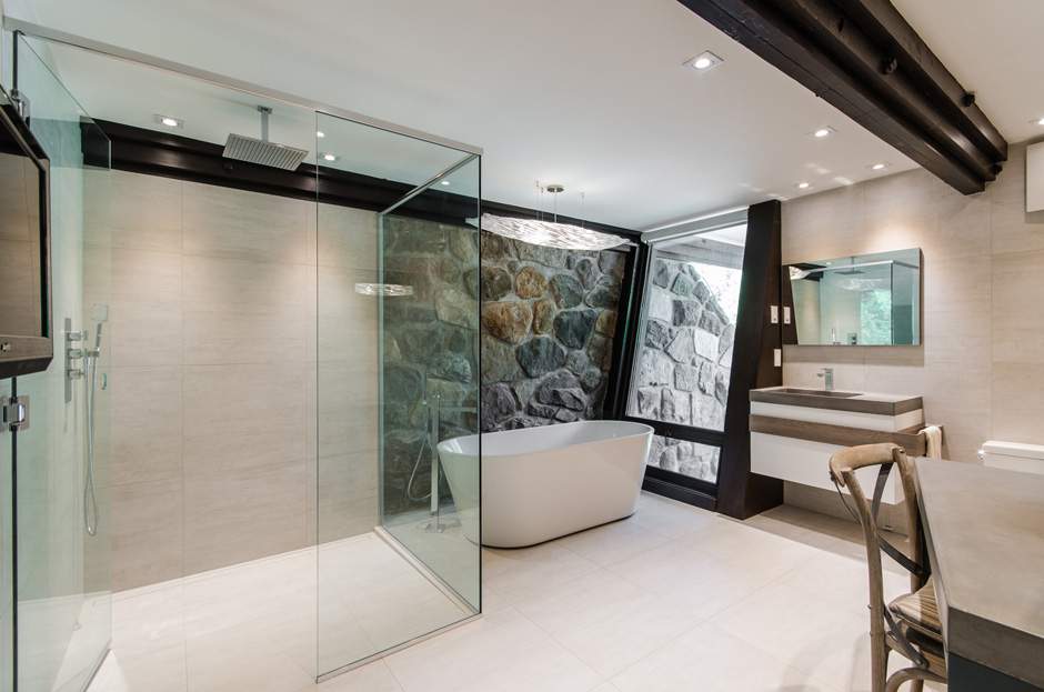 bathroom with glass
