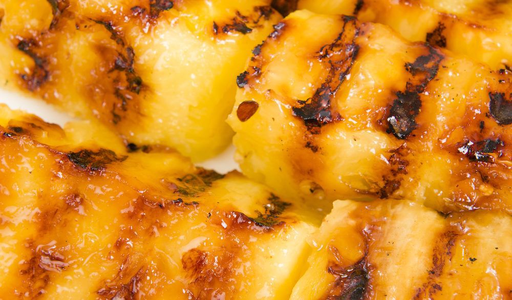 Close-up of grilled pineapple.