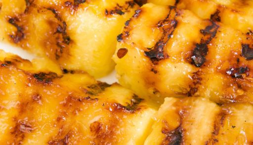 Close-up of grilled pineapple.