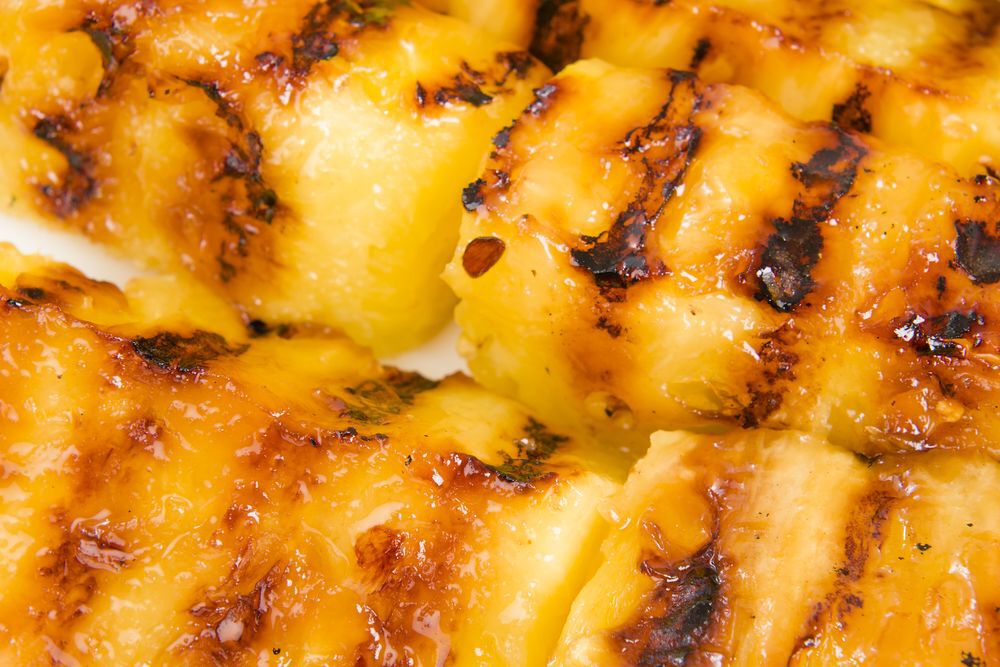 Close-up of grilled pineapple.