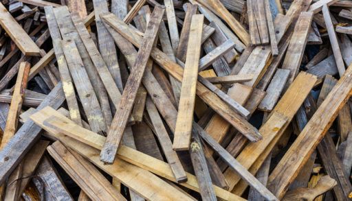 Pile of old wooden boards.