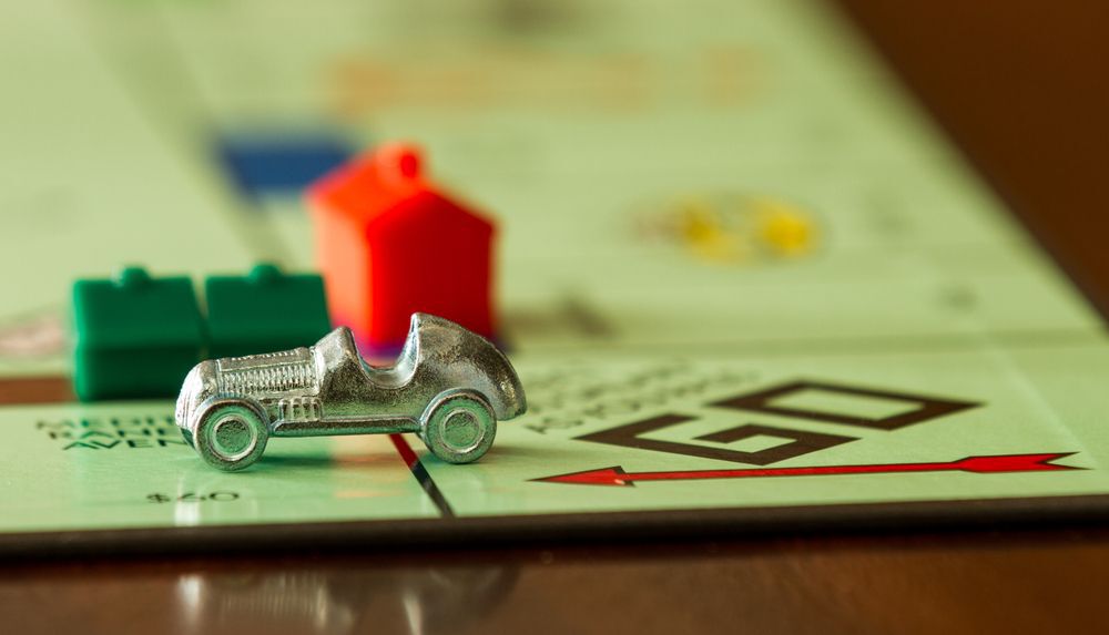 Monopoly board and game pieces.