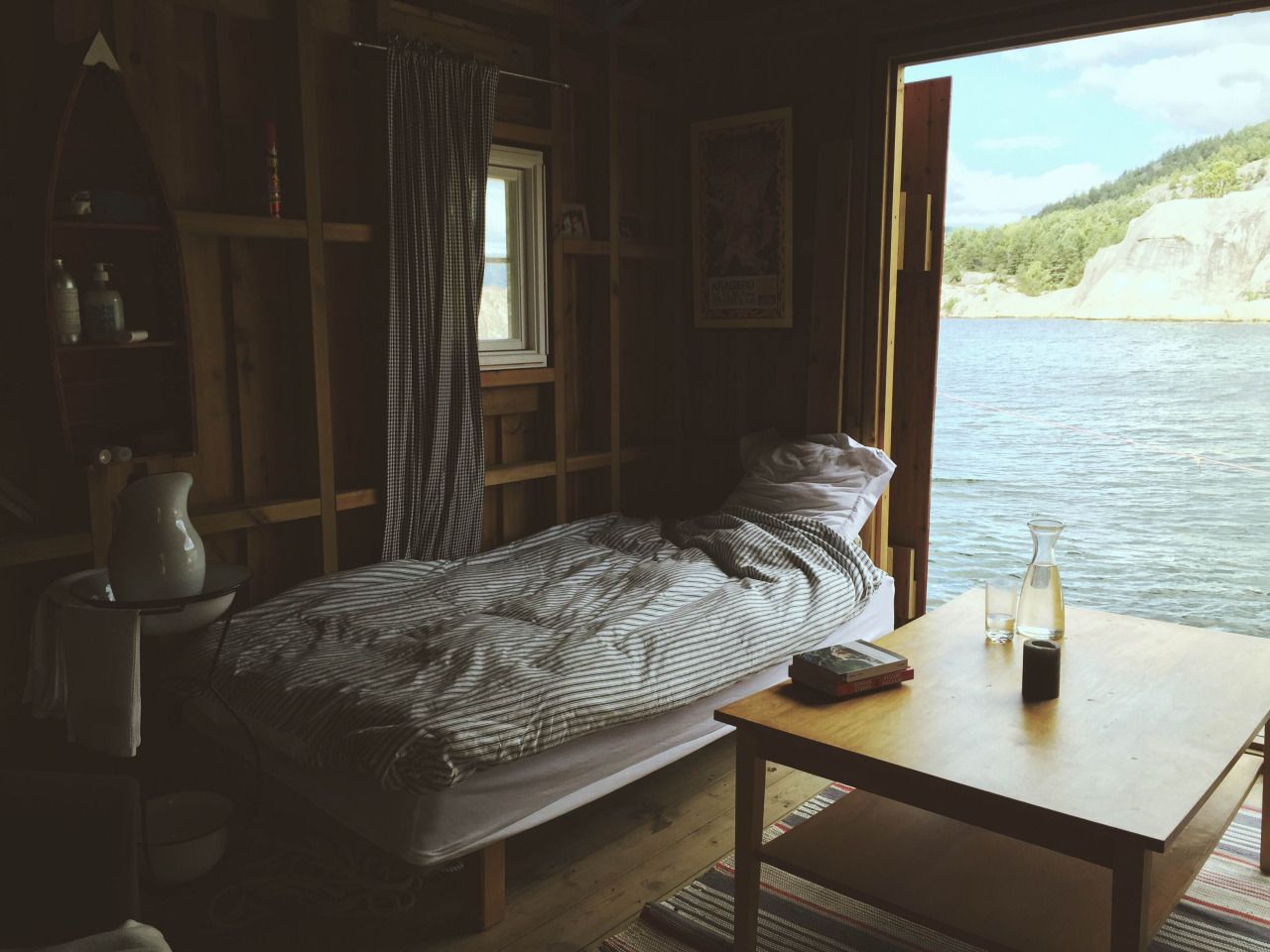 tiny cottage overlooking water