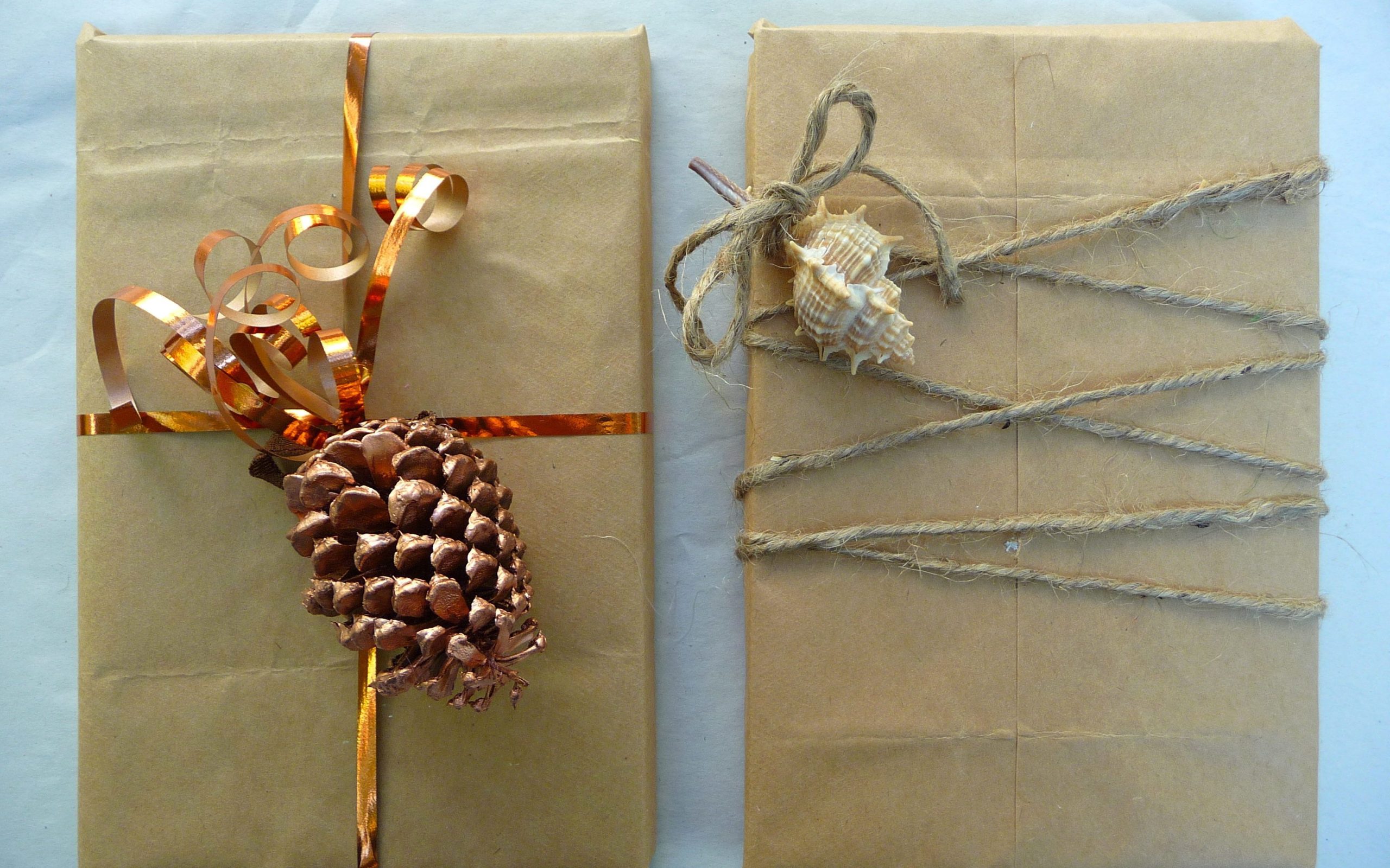 Gifts wrapped in brown paper