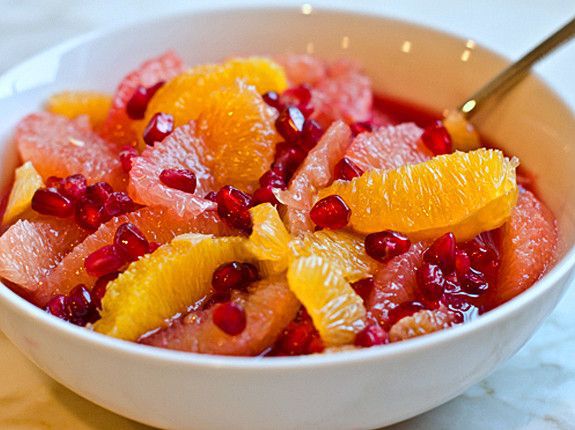 Fruit salad with grapefruit, pomegranate, and orange