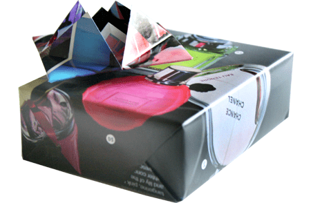 Gift wrapped in magazine pages