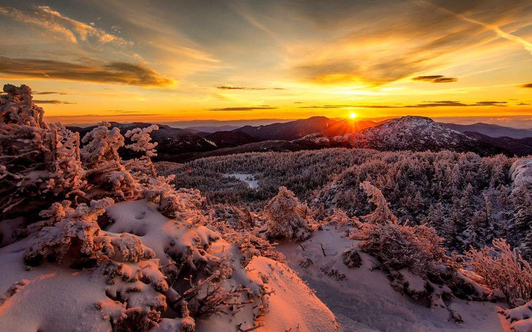 Sunset over snow