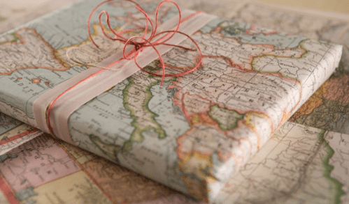 Gift wrapped in a map