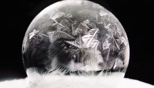 Frozen soap bubble