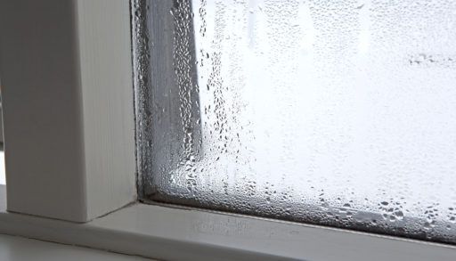 Close-up of window condensation.