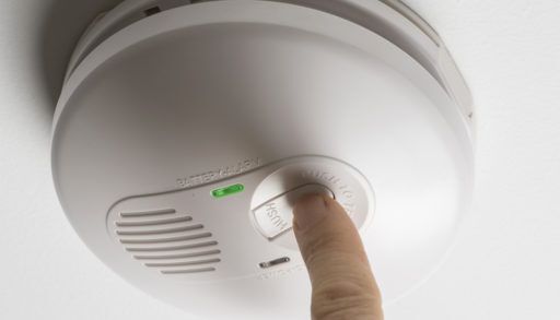 Person testing their smoke detector.
