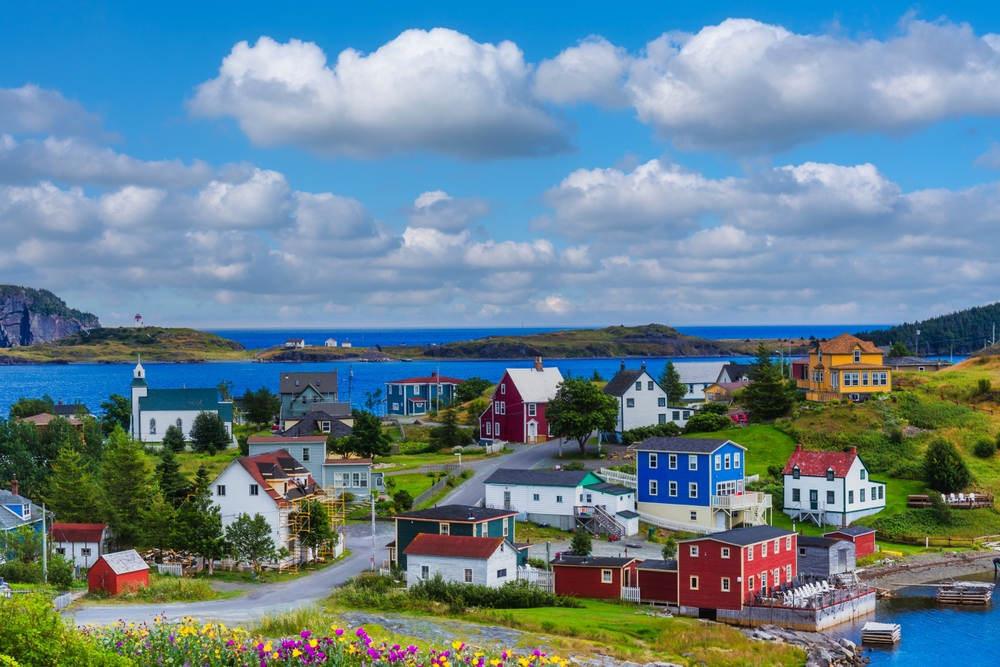 Coloured houses located in the remote Northern town of Trinity, Newfoundland and Labrador, Canada.