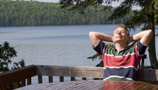 Man relaxing by the lake