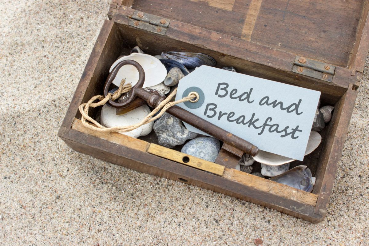 A box with a key that says bed and breakfast