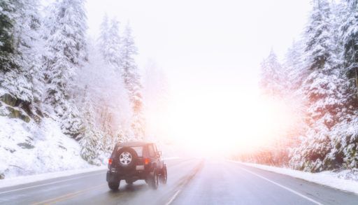 SUV driving in the winter
