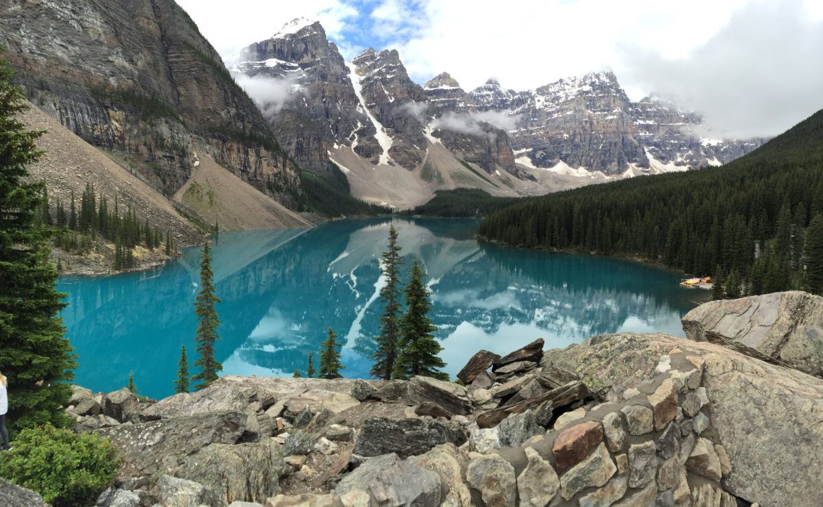 View of lake and mountains in Banff National Park