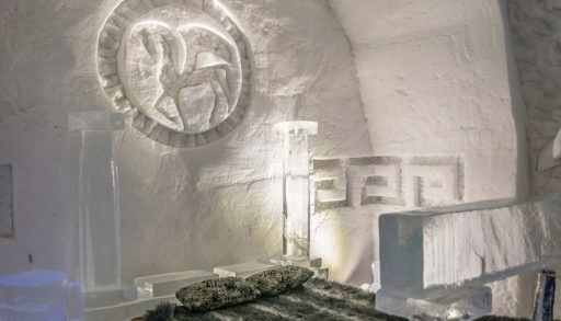 Bedroom at the ice hotel