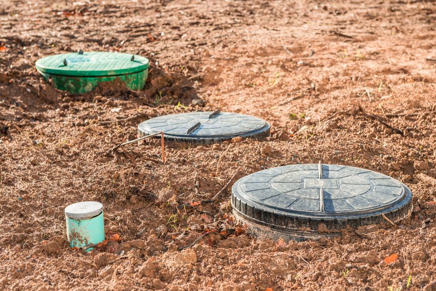 Septic tank lids in ground