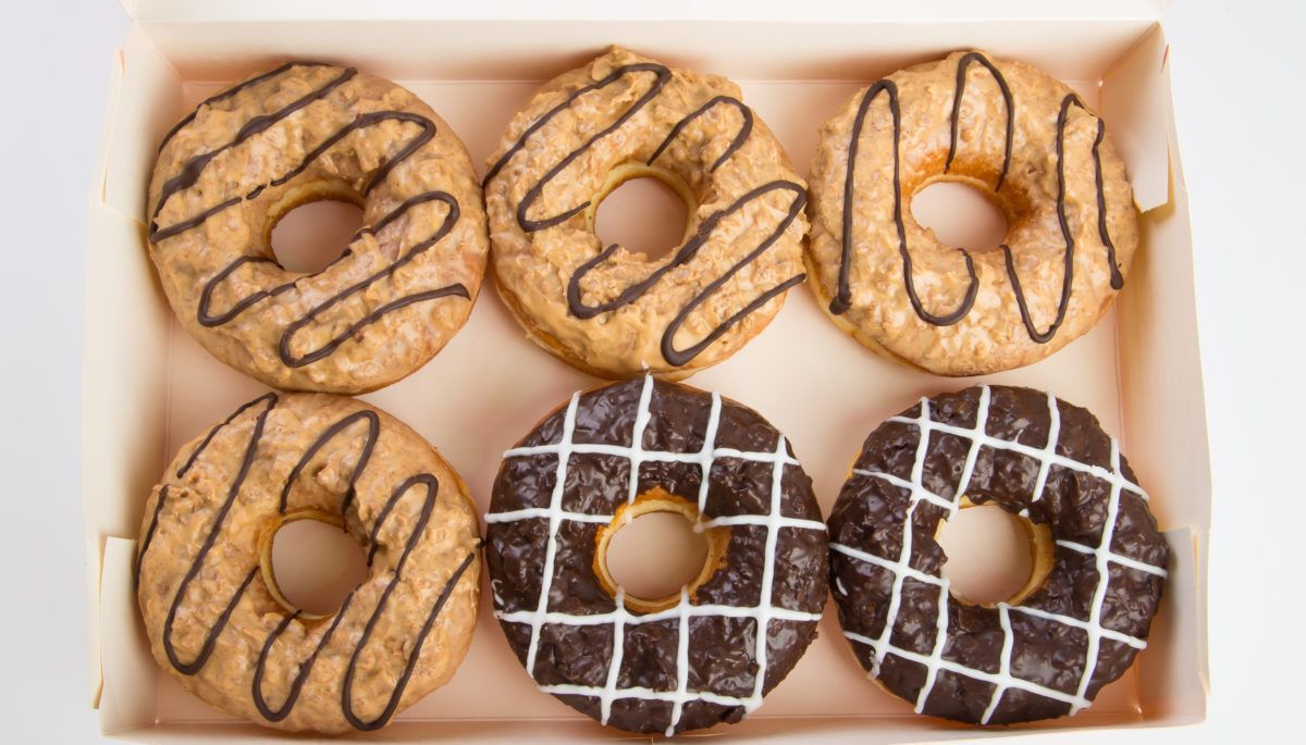 donut or box of doughnuts on a background.
