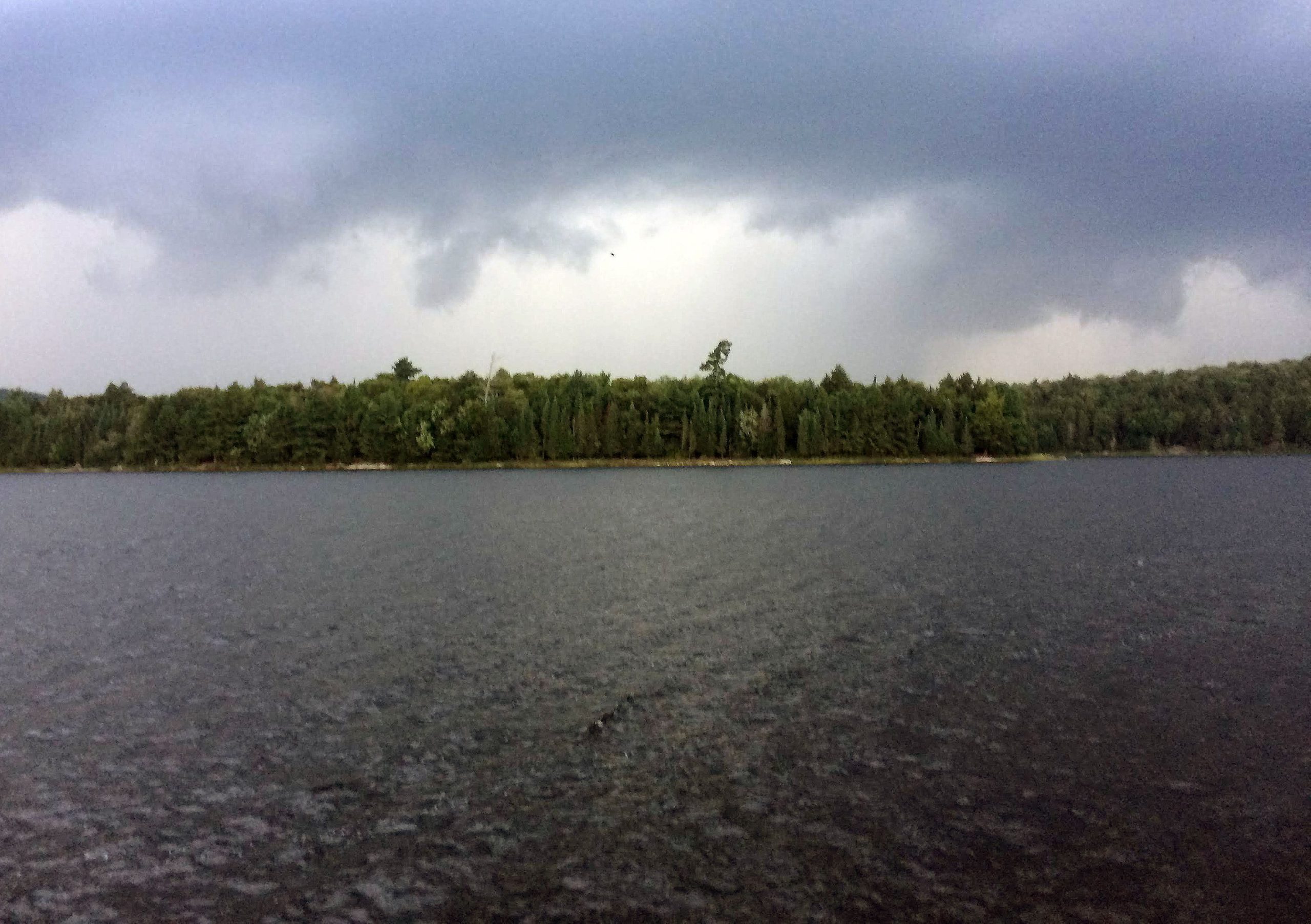 ominous sky on a paddling trip on Rain Lake