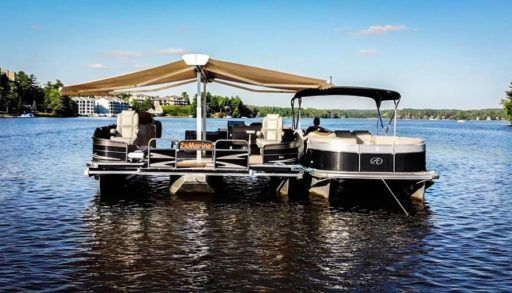 a pontoon boat that expands with the push of a button