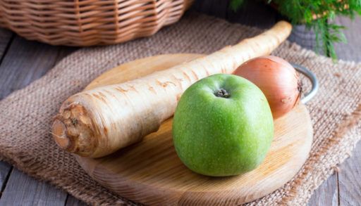 Ingredients for creamy apple parsnip soup
