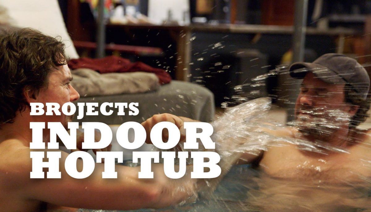 brojects splashing each other in a hot tub