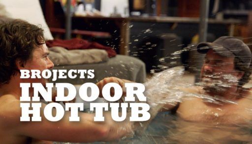 brojects splashing each other in a hot tub
