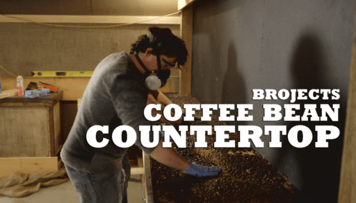 A countertop made with a layer of coffee beans