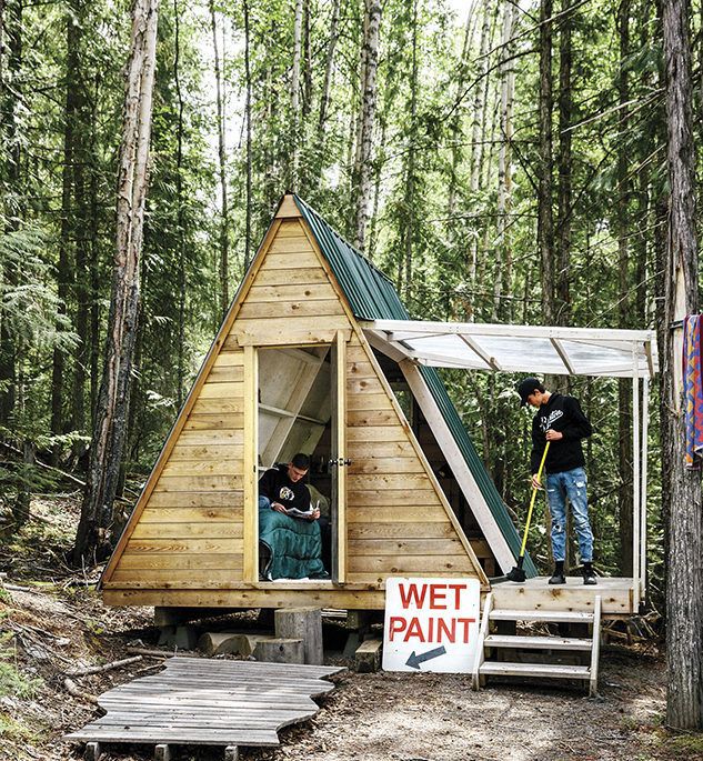 A-frame cabin with pop-up side