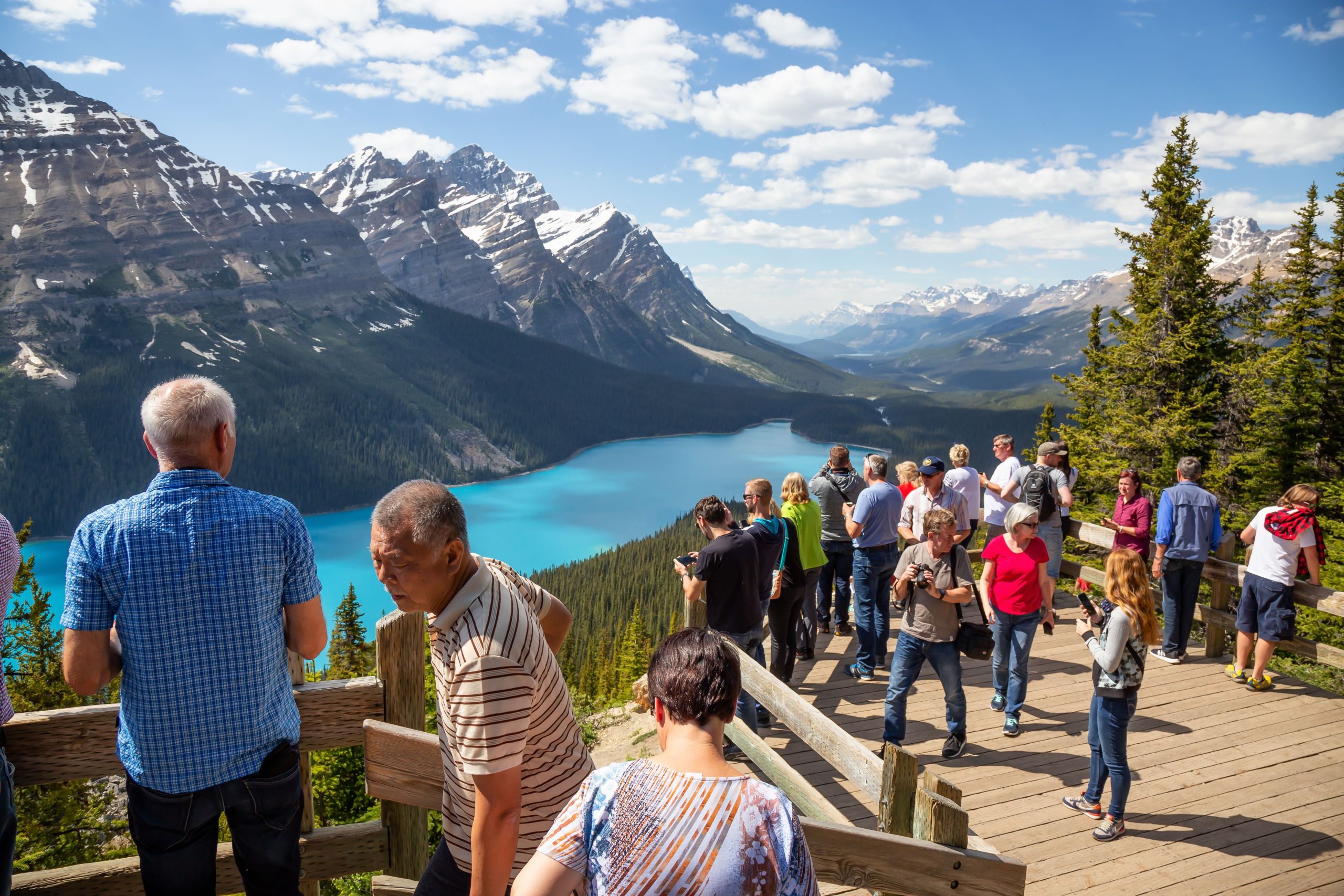 Busy lookout at Banff National Park