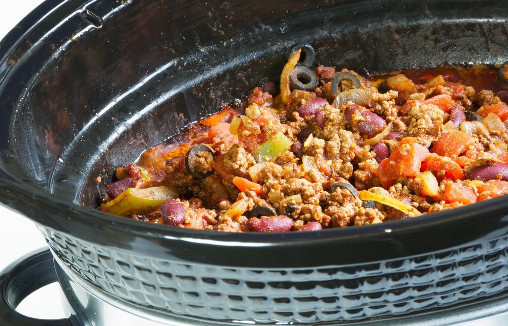 A photo of chili in a slow cooker