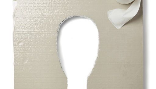 outhouse seat cut out of styrofoam