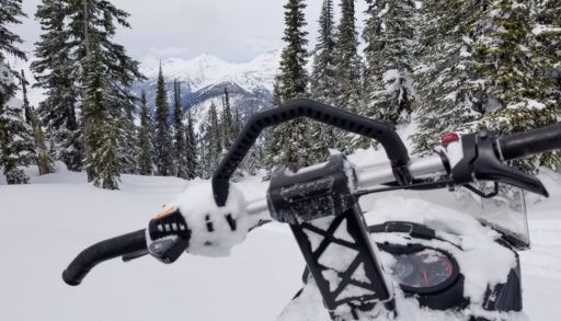 A snowmobile in the Monashees near Revelstoke, Canada